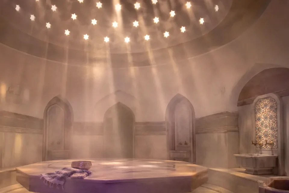 Elena Masaj Salonu, Beylikdüzü — hamam bölümü, kurna ve mermer